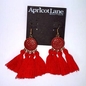 Apricot Lane Vibrant Red Tassel Earrings